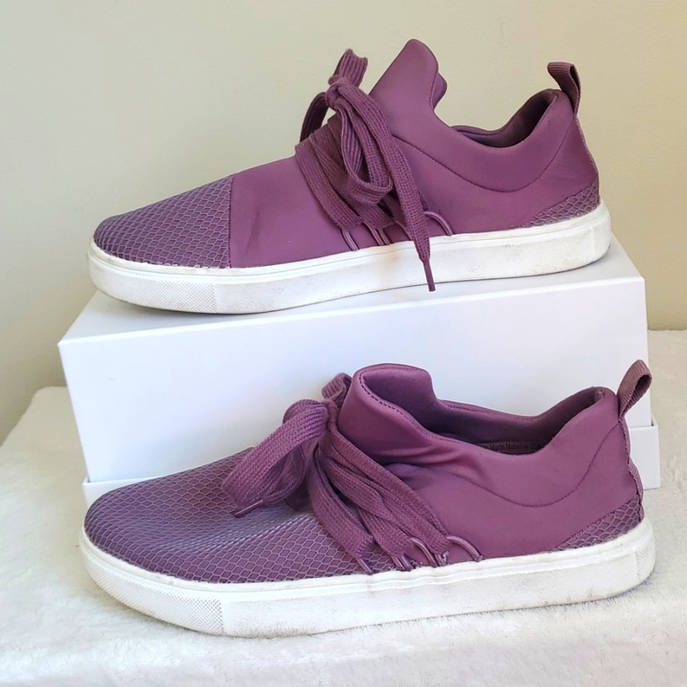 BRASH Drea Comfy Pull On Lace Up Casual Shoe Purple